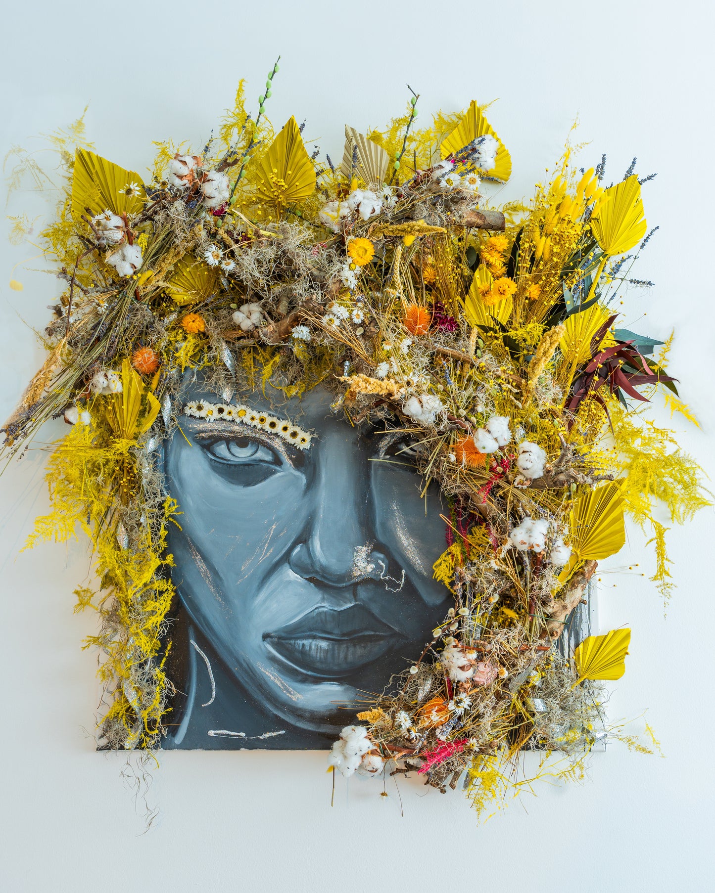 Acrylic on canvas dried flowers
