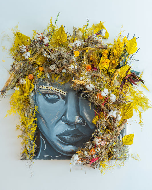Acrylic on canvas dried flowers